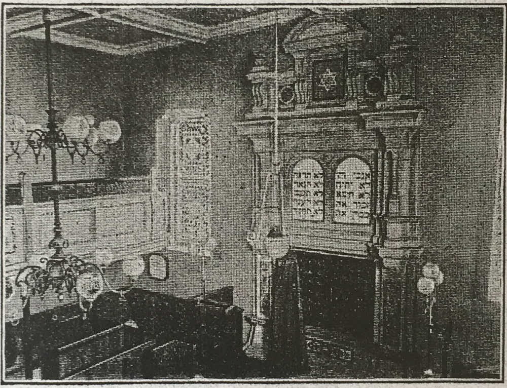 Old photo of east Terrace Synagogue interior Cardiff Figaro 1889
